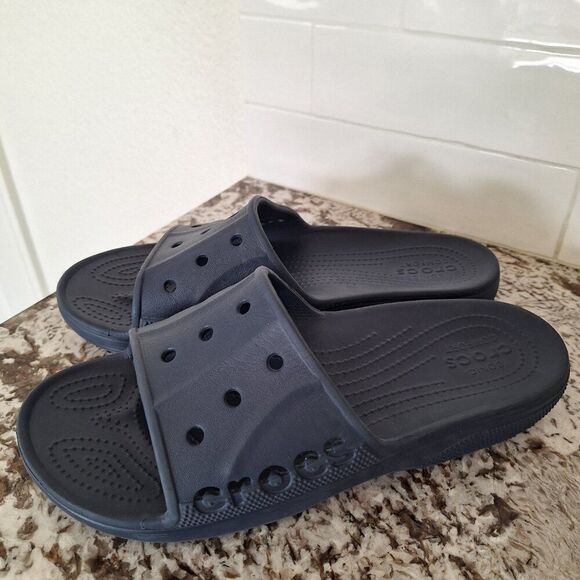 Crocs Unisex Classic Slide Sandals, Black Size 10M/12W - Picture 5 of 7